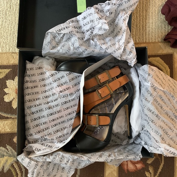 Shoemint strappy stiletto Black and Tan - Picture 8 of 10